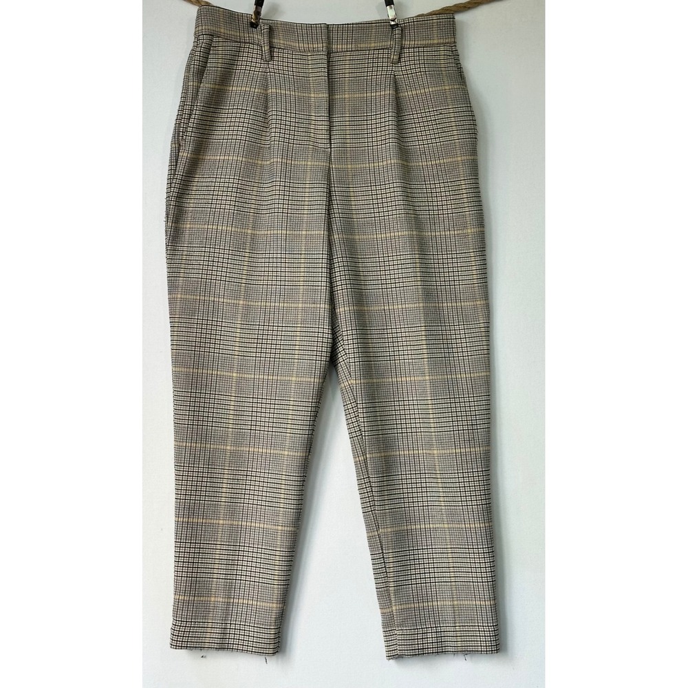 Ann Taylor Plaid Ankle Trousers Pants Womens 6 Tan Business Office